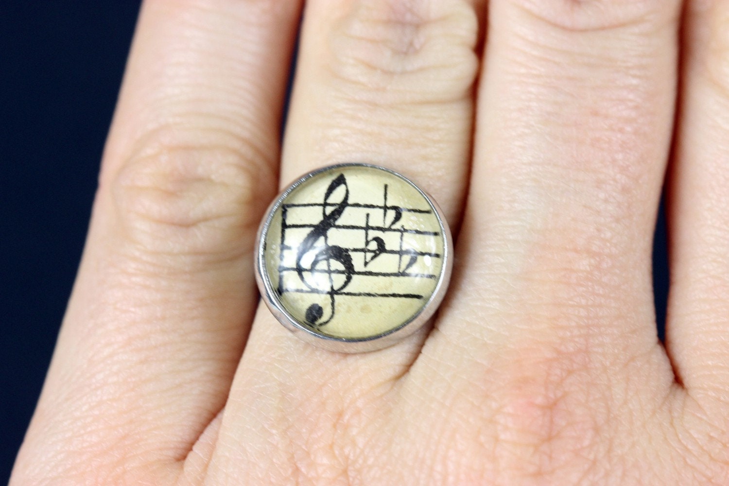 Note Ring Notes Miniblings Beethoven Cabochon Treble Clef Note - Etsy UK