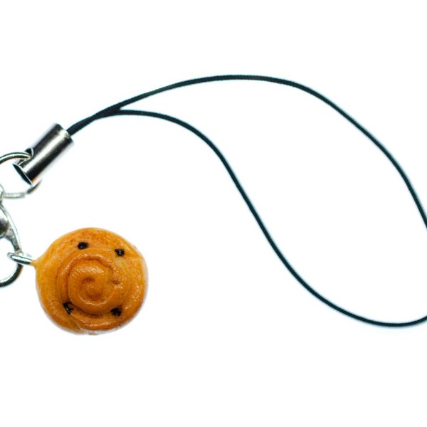 Cinnamon Bun Pendentif pour telephone mobile patisserie morceaux gateau raisins