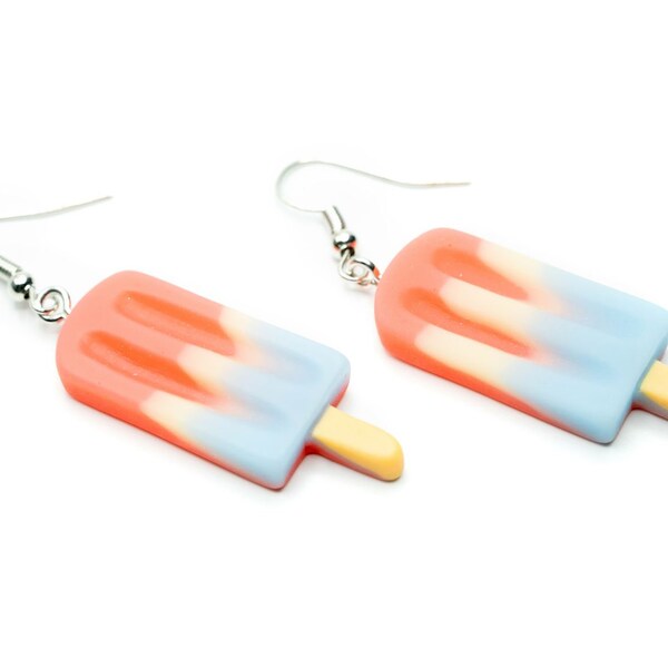 Ice lolly earrings Miniblings pendant sorbet on a stick Popsicle pink-beige-blue