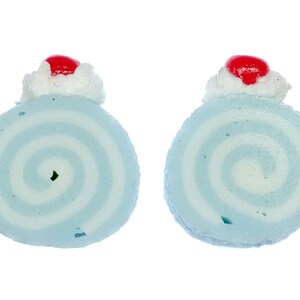 Biscuit Role Earrings Ear Studs Earstuds Miniblings Cakes Mini Blue
