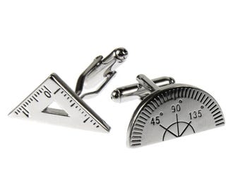 Mathematics Set Square Cuff Links Cufflinks Miniblings + Box Geometry Ruler