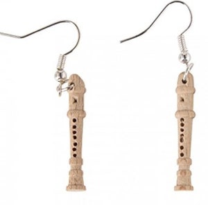 Flute Earrings Miniblings Music Christmas Children Wood