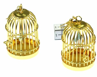 Cage Earrings Bird Aviary Pet Animal 40Mm Miniblings Golden