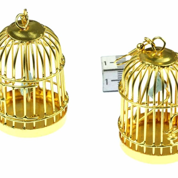 cage d'oiseaux de cage de Boucles d'oreille Cage oiseau volière 40mmdore