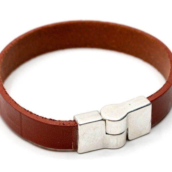 Leather Mens Bracelet Wristlet Miniblings Brown 10Mm Magnet Magnetsic G