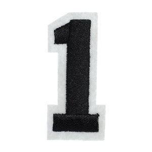 Iron On Patch One Number College Miniblings White Black Press Ironing Numbers 1 image 1