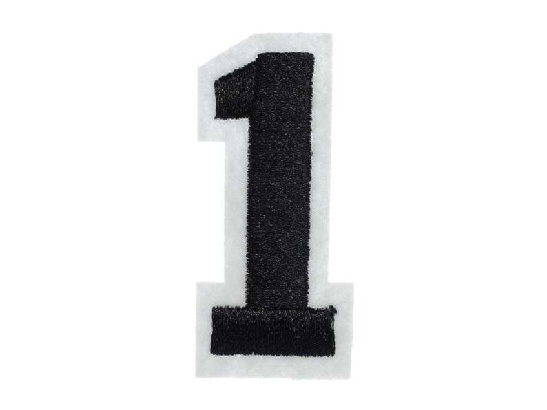 Iron On Patch One Number College Miniblings White Black Press Ironing Numbers 1 image 1
