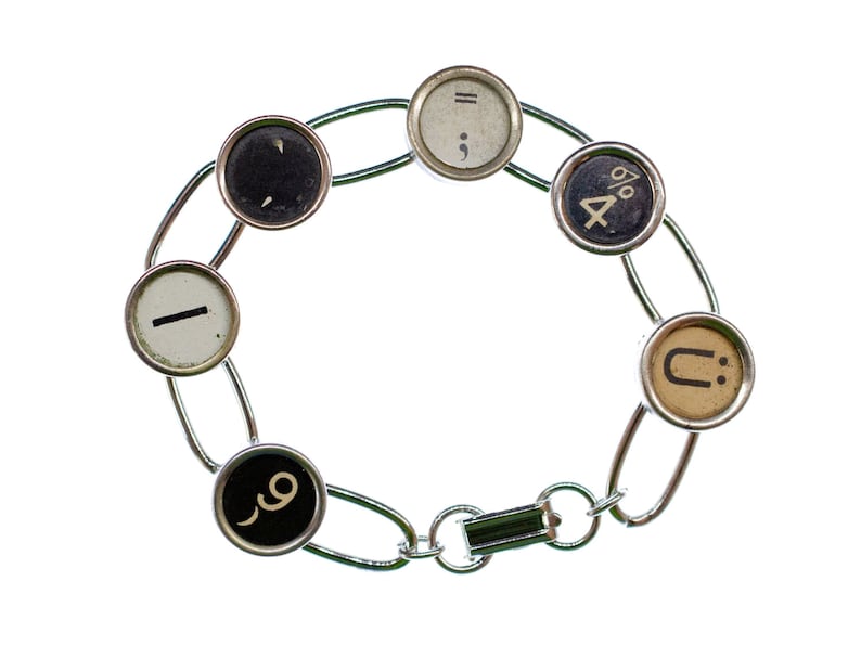 Typewriter Keys Letters Initials Typewriter Keys Bracelet Wristlet Dangle Upcycling Recycling Vintage 6 Characters