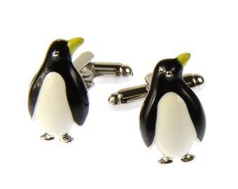 Penguin Cuff Links Cufflinks Miniblings Buttons +Box Antarctic Penguins Enamel