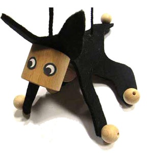 Marionette Puppet Wood Children Felt Kalle Fux Wooden Toys Cat Black