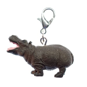 Hippo Charm Pendant Miniblings Zip Zoo Rubber 30Mm Hippopotamus Safari