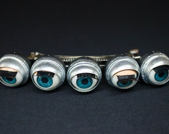 Auge Haarspange Miniblings Haarklammer Wackelauge Augen Halloween Puppenauge