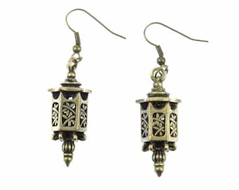 Boucles d'oreille lanterne lampe porte-cle Miniblings Maroc Bronze Est asiatique