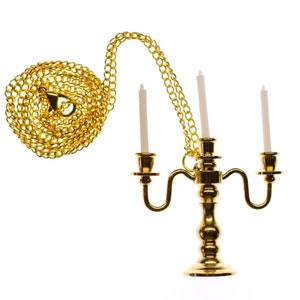3-armed Candlestick Necklace 60cm Candleholder Candelabra Candle Miniblings Golden