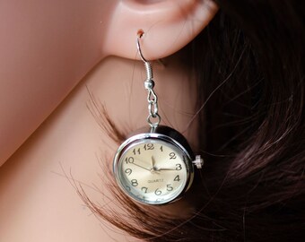 Real Watch Earrings Miniblings Clock Wristwatch Time Snap-button