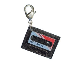 Mc Cassette Tape Music Charm Pendant Zipper Pull Mix Tape Volume Miniblings Blue
