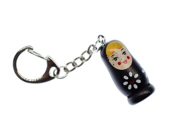 Babuschka Matryoshka Miniblings Doll Russia Wood Black