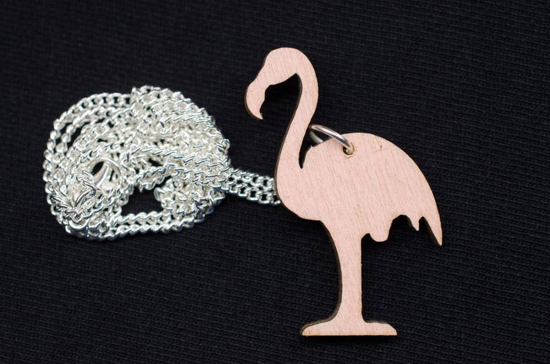 Wooden Flamingo Necklace Miniblings Bird Birds Exotic Pink 45Cm Wood