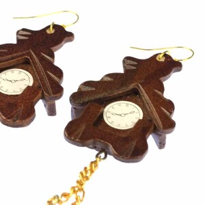 Koekoeksklok oorbellen Zwarte Woud klok horloges Miniblings wandklok hout bruin afbeelding 4