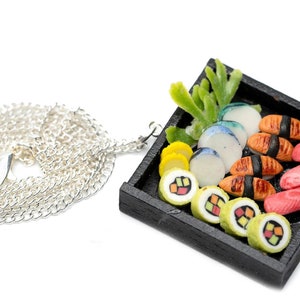 Sushi Plate Necklace Miniblings Japanese Specialty Japan Dish Fish