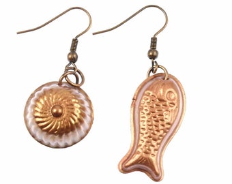 Puddingform Ohrringe Fisch Gugelhupf Backform Kuchenform Miniblings Hänger