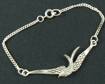 Bransoletka z jaskółką, jerzykiem, ptakami, rodzeństwem, srebrna