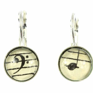 Notes And Treble Clef Note Earrings Cabochon Miniblings Beethoven 12Mm Music