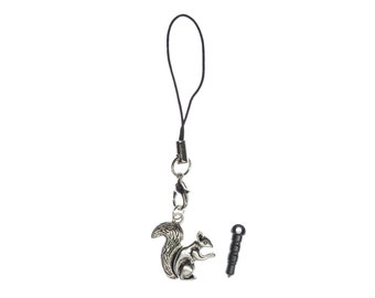 Squirrel Mobile Cell Phone Charm Pendant Rodent Miniblings Silver Autumn Wild Life