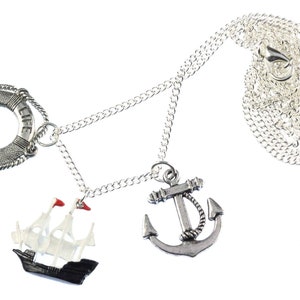 Maritime Pirate Ship Necklace Sailboat Sailing Boat Miniblings 80Cm Anchor Ocean