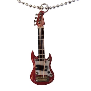 Electric E-Guitar Necklace Miniblings 80Cm Guitarist Instrument Music Red +Box