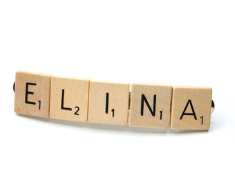 ELINA Scrabble Buchstaben Haarspange Miniblings Name frecher Haarschmuck Holz