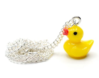 Squeaky duck chain necklace Miniblings 45cm squeaky duck duck bathtub
