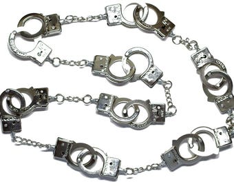 Handcuffs Necklace Miniblings 80Cm Handcuff Game Carnival Police Sheriff Silver