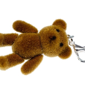 Teddy Bear Charm Pendant For Bracelet Miniblings Velvety Flock Light Brown imagen 2