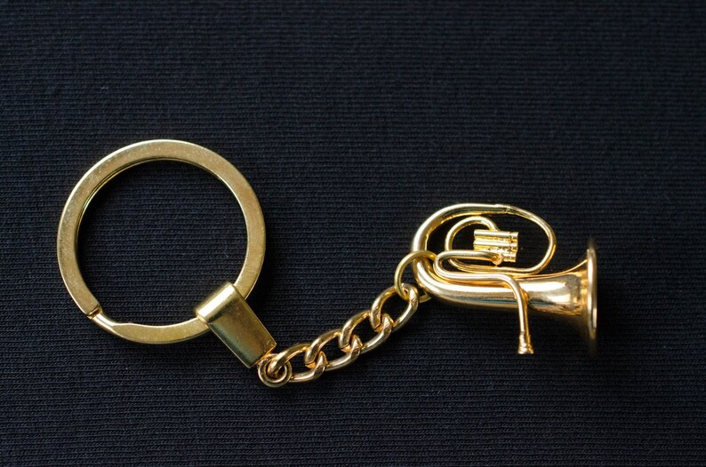 Tuba Key Ring Miniblings Box Musician Tenor Horn Gold Plated Etsy