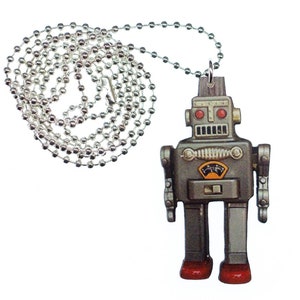 Robot Necklace Miniblings 80Cm Wood Future Android Wooden Machine