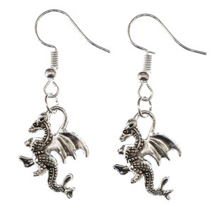 Dragon Boucles d'oreille 2cmfantastique conte mythique creature fee metal dragon image 1