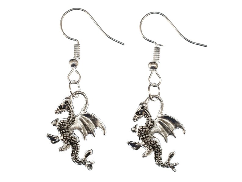 Dragon Boucles d'oreille 2cmfantastique conte mythique creature fee metal dragon image 1