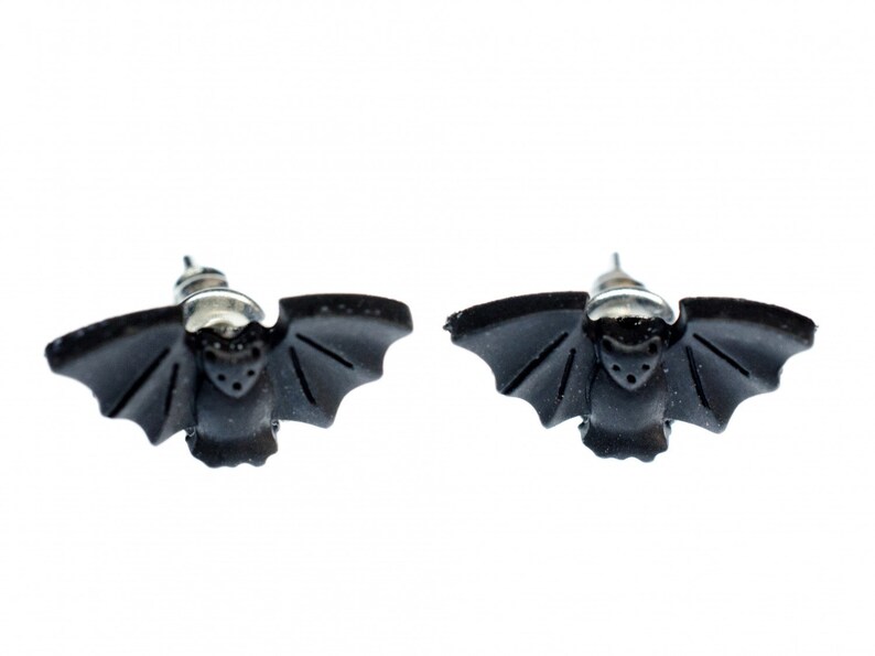 Bat Earrings Ear Studs Earstuds Miniblings Male Animal Vampire Dracula Halloween Bat