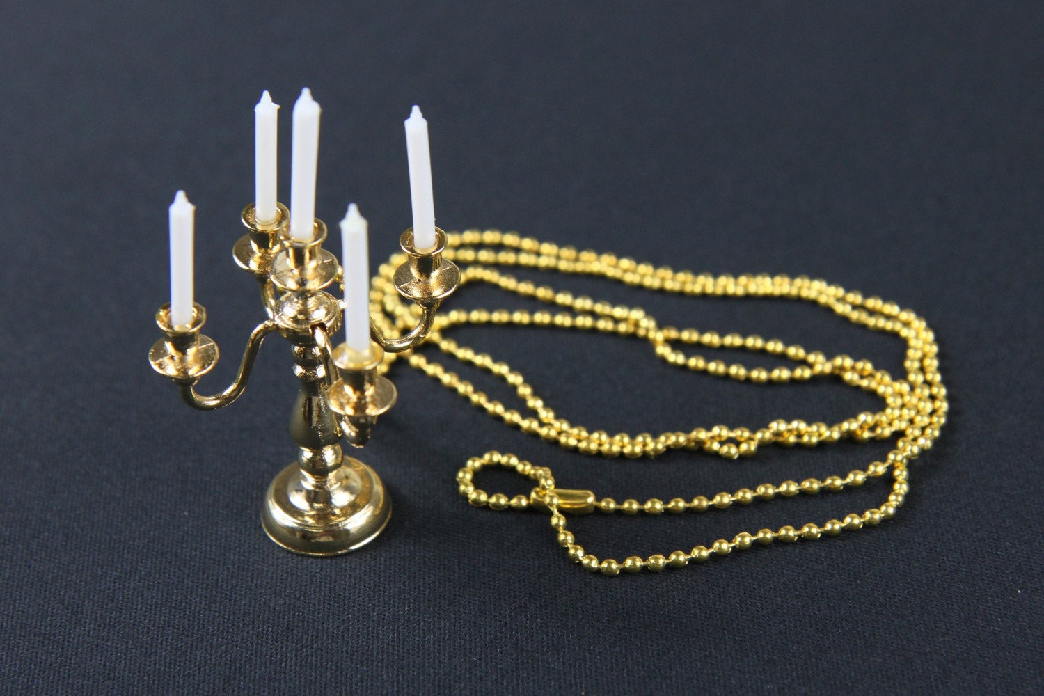 Candlestick Candleholder Candelabra Candle Necklace Miniblings 80Cm Gold Plated 5