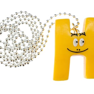 H collier Barbapapa 80cmpendentif lettre initiale jaune ABC Barbamama