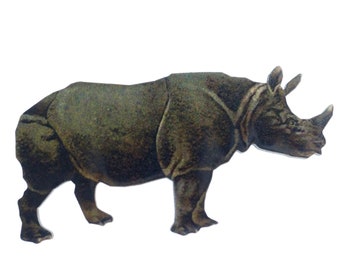 Broche Vintage Rhinocéros Ferraggioli - Étain Doré Signé - Pièce Rare Collection