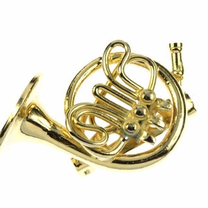 Horn Brooch Miniblings Pin Badge Button Orchestra Badge Gold Plated + Box