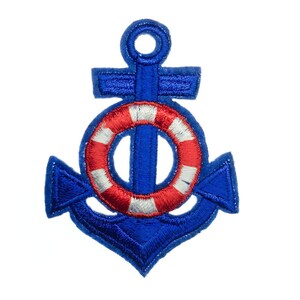Anchor Blue Patch Hotfix Iron On Application Motif Lifebelt Boat Sea 65X50Mm