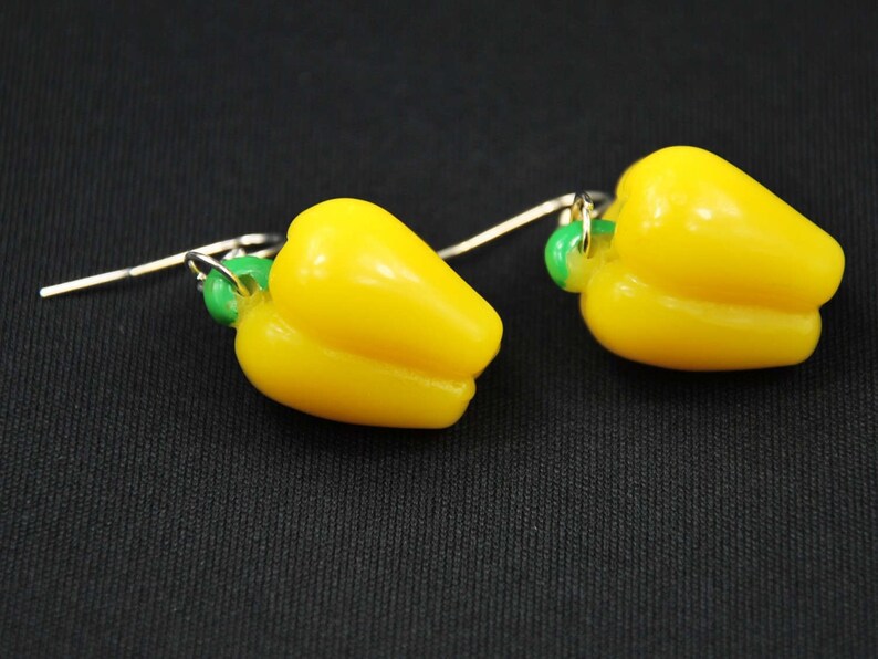 Paprika Earrings Miniblings Sweet Peppers Health Cooking Yellow