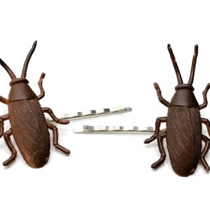 Set of 2 Cockroaches Hairclips Miniblings Hair Clips Insects Halloween Brown