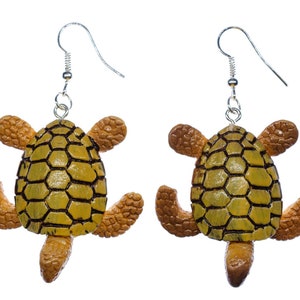 Turtle Earrings Miniblings Earhook Sea Tortoise Animal Ocean 40Mm Oliv