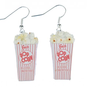 PoPCorn Earrings Miniblings Corn 3D Cinema White Red