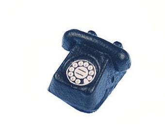 Melody Jane Dollhouse Miniature Black Vintage Telephone - 1:12 Scale Accessory - View #12