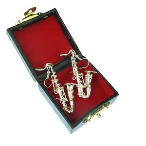 Saxophone Earrings Miniblings Jazz Saxophones Sax Silver Plated With Box